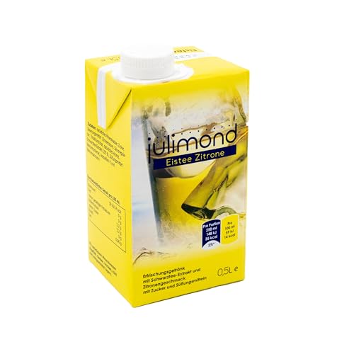 julimond Eistee Zitrone 0,5l SIG Getränkekarton, Erfrischungsgetränk mit Schwarztee-Extrakt und Zitronengeschmack mit Zucker und Süßungsmitteln (12er Pack) von Julimond