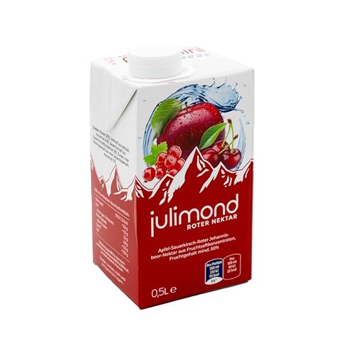 julimond Roter Nektar 0,5l SIG Getränkekarton, Apfel-Sauerkirsch-Roter Johannisbeer-Nektar aus Fruchtsaftkonzentraten, Fruchtsaftgehalt mind. 50% (36er Pack) von Julimond