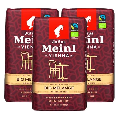 Julius Meinl Vienna Bio Melange - 900g ganze Bohnen | Premium Bio-Kaffeemischung | Wiener Melange | Aromatischer Kaffee aus 100% Arabica-Bohnen | Nachhaltig und Fair Trade zertifiziert | 3x 900g Julius Meinl Vienna Bio Melange - 900g ganze Bohnen | Premium Bio-Kaffeemischung | Wiener Melange | Aromatischer Kaffee aus 100% Arabica-Bohnen | Nachhaltig und Fair Trade zertifiziert | 3x 900g von Julius Meinl