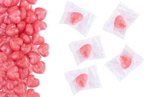 Herzbonbons Kirsche im Flowpack, Bonbons einzeln verpackt, ca. 140 Stück, perfektes Gastgeschenk für Hochzeiten, taufe und Geburtstag, Valentinstag, Muttertag, Messe Giveaway von JUNG