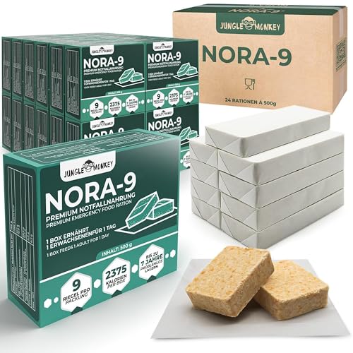 Jungle Monkey - 24er Set á 500g Notfallnahrung lange haltbar dank Spezialverpackung - Notvorrat Lebensmittel Made in EU - Kalorienreiche Notration Langzeitnahrung - Notfall Nahrungsmittel Butterkeks von Jungle Monkey