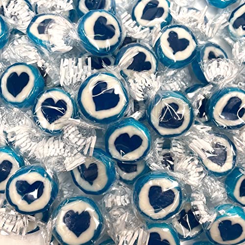 Herzbonbons zu Hochzeit Taufe Kommunion 500g Großpackung - handgewickelte Rocks-Bonbons mit Herz - Tischdeko, Nascherei, Gastgeschenke zur Hochzeit, Deko, Süßigkeiten - in Blau von Kywië