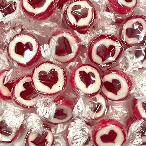 Kywië Herzbonbons zu Hochzeit Taufe Kommunion 500g Großpackung - handgewickelte Rocks-Bonbons mit Herz - Tischdeko, Nascherei, Gastgeschenke zur Deko, Süßigkeiten - in Rot von Kywië
