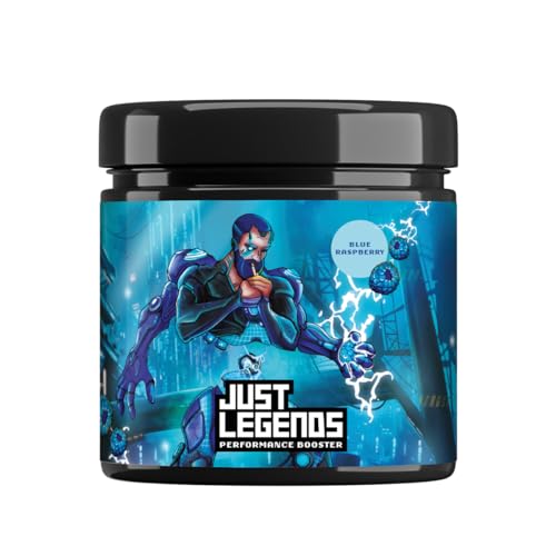 Just Legends Performance Booster | Gaming Energy Drink | auf Pulverbasis | mit Koffein | ohne Zucker | mit Vitaminen | wenig Kalorien | vegan | 50 Portionen (400 g, Blue Raspberry) von Just Legends