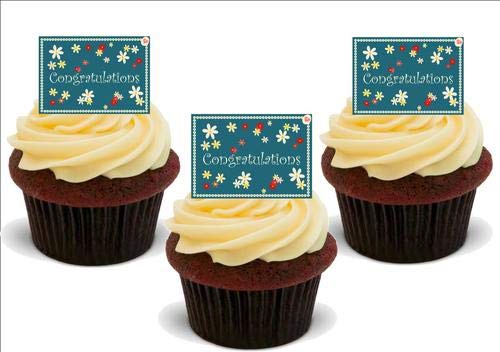 Blaue Blumenkarte GLÜCKWÜNSCHE 12 essbare hochwertige stehende Waffeln Kuchen Toppers, Blue Flower Card CONGRATULATIONS 12 Standup Premium Wafer Cake Toppers Blaue Blumenkarte GLÜCKWÜNSCHE 12 essbare hochwertige stehende Waffeln Kuchen Toppers, Blue Flower Card CONGRATULATIONS 12 Standup Premium Wafer Cake Toppers von Just Party Supplies