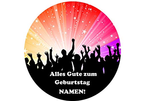 Disco silhouette, Alles Gute zum Geburtstag, 8-Zoll-runder Zuckerglasurdeckel Jede Nachricht personalisierter Name Disco silhouette, Alles Gute zum Geburtstag, 8-Zoll-runder Zuckerglasurdeckel Jede Nachricht personalisierter Name von Just Party Supplies
