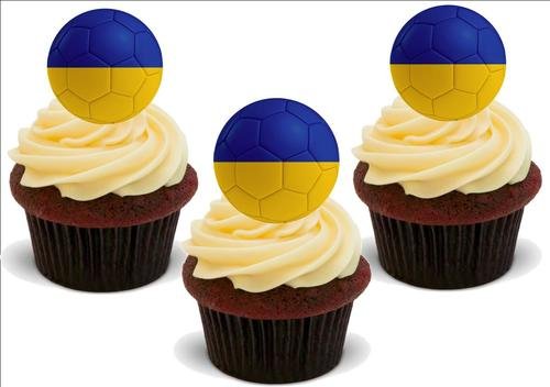 Fußball Ukraine - 12 essbare hochwertige stehende Waffeln Karte Kuchen Toppers Dekorationen, Football Ukraine - 12 Edible Stand Up Premium Wafer Card Cake Toppers Decorations Fußball Ukraine - 12 essbare hochwertige stehende Waffeln Karte Kuchen Toppers Dekorationen, Football Ukraine - 12 Edible Stand Up Premium Wafer Card Cake Toppers Decorations von Just Party Supplies