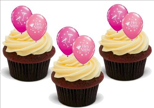 Henne-Nacht-Rosa-Ballone - 12 essbare hochwertige stehende Waffeln Karte Kuchen Toppers Dekorationen, Hen Night Pink Balloons - 12 Edible Stand Up Premium Wafer Card Cake Toppers Decorations Henne-Nacht-Rosa-Ballone - 12 essbare hochwertige stehende Waffeln Karte Kuchen Toppers Dekorationen, Hen Night Pink Balloons - 12 Edible Stand Up Premium Wafer Card Cake Toppers Decorations von Just Party Supplies
