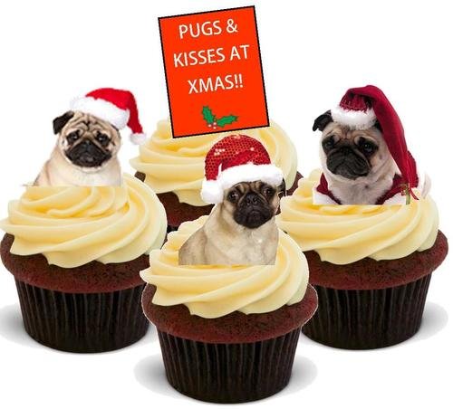 Möpse und Küsse zu Weihnachten- 12 essbare hochwertige stehende Waffeln Kuchen Toppers, Pugs and kisses at xmas-Standups 12 Edible Standup Premium Wafer Cake Toppers Möpse und Küsse zu Weihnachten- 12 essbare hochwertige stehende Waffeln Kuchen Toppers, Pugs and kisses at xmas-Standups 12 Edible Standup Premium Wafer Cake Toppers von Just Party Supplies