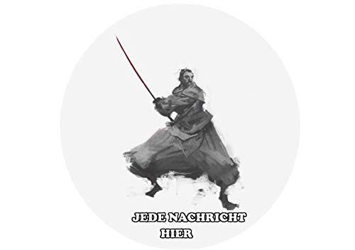 Samurai, japanischer Krieger, Kunst, Schwert JPS 8-Zoll-runder Zuckerglasurdeckel Geburtstags Jede Nachricht personalisierter Name Samurai, japanischer Krieger, Kunst, Schwert JPS 8-Zoll-runder Zuckerglasurdeckel Geburtstags Jede Nachricht personalisierter Name von Just Party Supplies