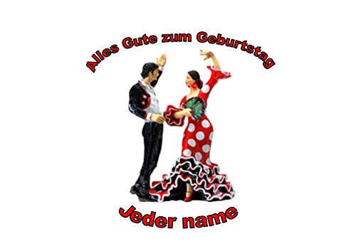 Spanische Flamenco-Tänzer-Paar-Geburtstags-personalisierter Name 8-Zoll-runder Zuckerglasurdeckel Spanish Dancers Birthday Spanische Flamenco-Tänzer-Paar-Geburtstags-personalisierter Name 8-Zoll-runder Zuckerglasurdeckel Spanish Dancers Birthday von Just Party Supplies