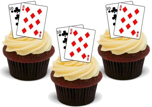 Spielkarten 18. Geburtstag - 12 essbare hochwertige stehende Waffeln Karte Kuchen Toppers Dekorationen, Playing Cards 18th Birthday- 12 Edible Stand Up Premium Wafer Card Cake Toppers Decorations von Just Party Supplies