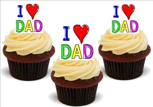 Vatertag Ich LIEBE PAPA - 12 essbare hochwertige stehende Waffeln Kuchen Toppers, Father's Day I LOVE DAD - 12 Standup Premium Wafer Cake Toppers Vatertag Ich LIEBE PAPA - 12 essbare hochwertige stehende Waffeln Kuchen Toppers, Father's Day I LOVE DAD - 12 Standup Premium Wafer Cake Toppers von Just Party Supplies