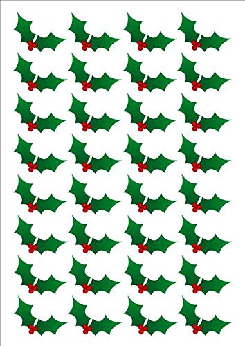 Weihnachten heilig – 48 essbare hochwertige stehende Waffeln Kuchen Toppers, Christmas Holly - 48 Edible Stand Up Premium Wafer Card Cake Toppers Decorations von Just Party Supplies