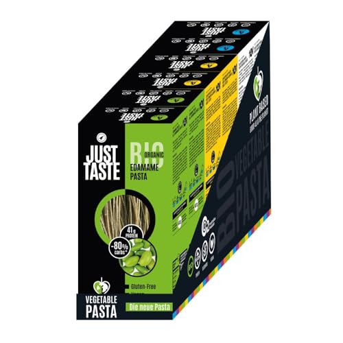 JUST TASTE – 3 BIO Superfood Bohnen Pasta Sorten - 6er Pack á 250g (2x Edamame, 2x Kichererbse, 2x Black Beans) von Just Taste Be different