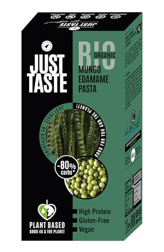 JUST TASTE – BIO Mungo Edamame Pasta - 41g PROTEIN - Edamame Nudeln ideal für Sportler - Low Carb - 250g (6er Pack) von Just Taste Be different