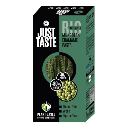 JUST TASTE – BIO Mungo Edamame Pasta - 41g PROTEIN - Edamame Nudeln ideal für Sportler - Low Carb - 250g (6er Pack) von Just Taste Be different