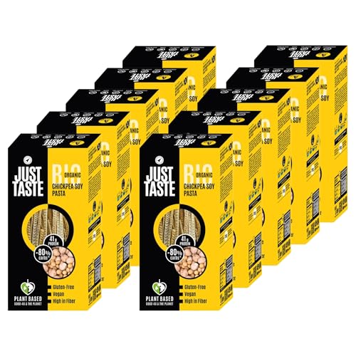 JUST TASTE - Bio Kichererbsen-Soja Fettuccine/Linguine - 43g Protein - Kichererbsen Nudeln Ideal für Sportler - Low Carb - High Protein, 250g (10er Pack) von Just Taste Be different