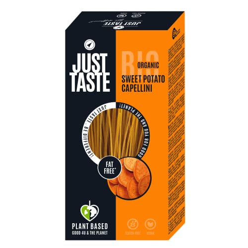 JUST TASTE - Bio Süßkartoffel Glas Spaghetti/Capellini - High Carb - 84g Kohlenhydrate - wenig Zucker - Süßkartoffel Nudeln ideal für Sportler, 250g (6er Pack) von Just Taste Be different