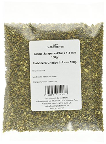 JustIngredients Essential Grüne Jalapeno-Chilis 1-3 mm, 3er Pack (3 x 100 g) von JustIngredients