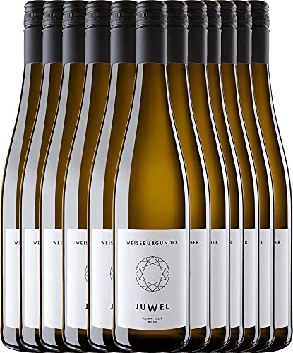 VINELLO 12er Weinpaket Weißwein - Weißburgunder trocken 2020 - Juwel Weine mit VINELLO.weinausgießer | trockener Weißwein | Juwel Weine aus Rheinhessen | 12 x 0,75 Liter von Juwel Weine - Juliane Eller