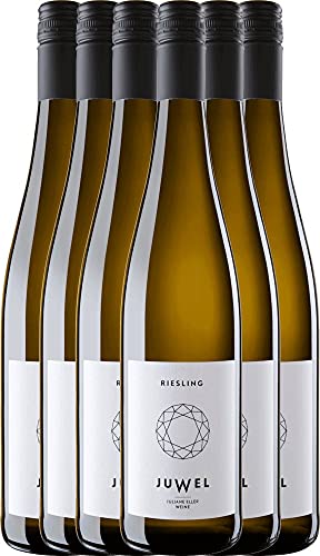 VINELLO 6er Weinpaket Weißwein - Riesling trocken 2020 - Juwel Weine mit VINELLO.weinausgießer | trockener Weißwein | Juwel Weine aus Rheinhessen | 6 x 0,75 Liter von Juwel Weine - Juliane Eller