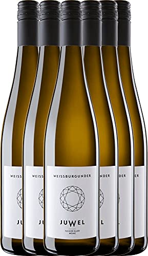 VINELLO 6er Weinpaket Weißwein - Weißburgunder trocken 2020 - Juwel Weine mit VINELLO.weinausgießer | trockener Weißwein | Juwel Weine aus Rheinhessen | 6 x 0,75 Liter von Juwel Weine - Juliane Eller