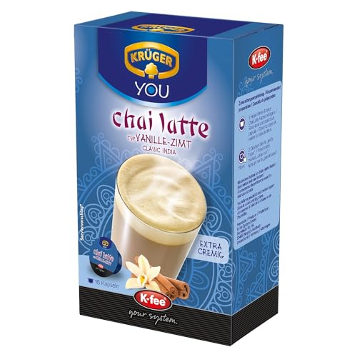 KRÜGER chai latte Vanille-Zimt Kapseln, Milchtee, kompatibel mit K-fee Kapselmaschinen und Tchibo Cafissimo*, 6er Pack (6x 16 Kapseln) von K-FEE