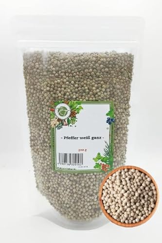 K T 500 g Pfeffer weiß ganz Pfefferkörner weiß doppelt gesiebt - Perfekt für Mühle & Mörser von K T