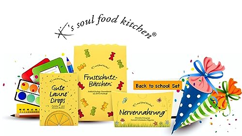 Nervennahrung Geschenk Set | Frustschutz Bärchen, Gute Laune Drops & Nervennahrung im Vorteilsset | Schultüten Füllung Süßigkeiten | Nervenfutter Antistress Schokolade für Lehrer und Schüler Nervennahrung Geschenk Set | Frustschutz Bärchen, Gute Laune Drops & Nervennahrung im Vorteilsset | Schultüten Füllung Süßigkeiten | Nervenfutter Antistress Schokolade für Lehrer und Schüler von K's soul food kitchen