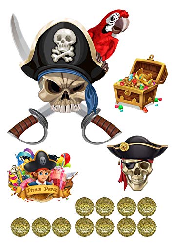 Cake Topper Piraten,Truhe 15 Stuck Tortenaufleger Geburtstag, … Deckopapier, Zuckerpapier Cake Topper Piraten,Truhe 15 Stuck Tortenaufleger Geburtstag, … Deckopapier, Zuckerpapier von K&R GbR