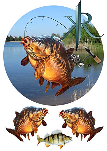 Fishing, Angler, Fisch, Karpfen,Haken. Tortenaufleger Geburtstag, … Deckopapier, Zuckerpapier von K&R GbR