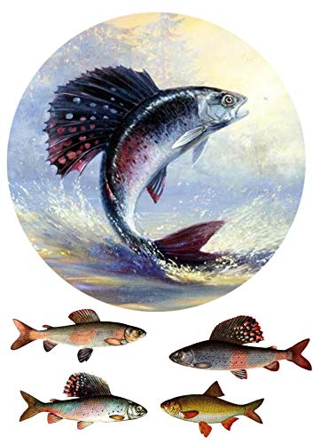 Fishing, Angler, Fisch,Äsche,Haken. Tortenaufleger Geburtstag, … Deckopapier, Zuckerpapier von K&R GbR