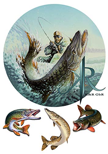 Fishing, Angler, Fisch,Haken. №2 Tortenaufleger,Geburtstag,Tortendeko, von K&R GbR