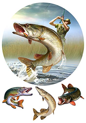 Fishing, Angler, Fisch,Haken. Tortenaufleger Geburtstag, … Deckopapier, Zuckerpapier von K&R GbR