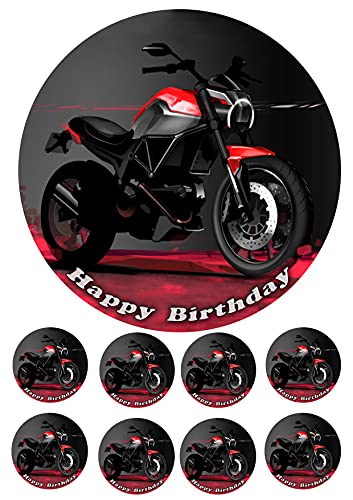 Moto Tortenaufleger, Geburtstag, Tortendeko саке topper Oblate Premium von K&R GbR