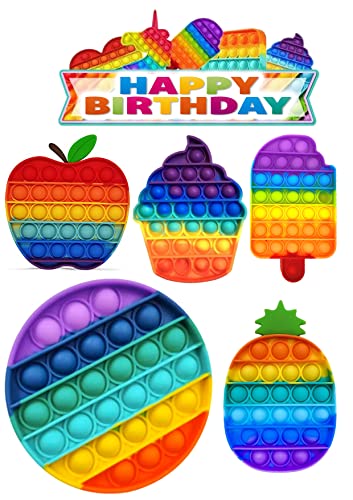 POP IT 6x Stuck Cake Topper Tortenaufleger Geburtstag, 15-10cm von K&R GbR