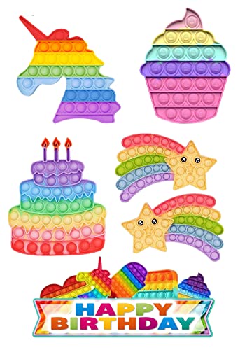 K&R GbR POP IT 6xStuck Cake Topper Tortenaufleger Geburtstag, 9-15cm von K&R GbR