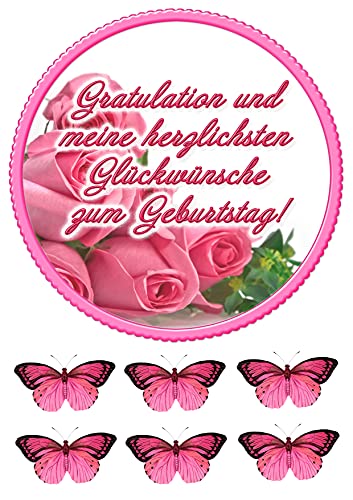 Rosa, Tortenaufleger, Geburtstag, Tortendeko саке topper Oblate Premium Rosa, Tortenaufleger, Geburtstag, Tortendeko саке topper Oblate Premium von K&R GbR