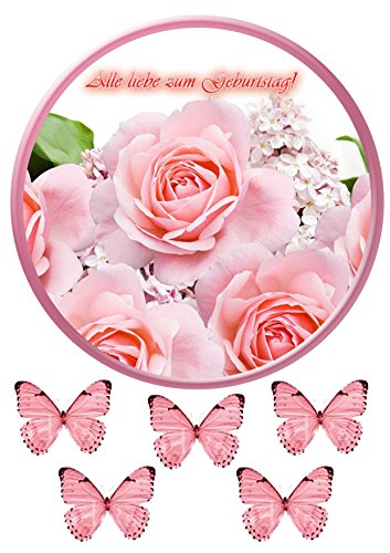 Rosa №2 Tortenaufleger, Geburtstag, Tortendeko саке topper Oblate Premium Rosa №2 Tortenaufleger, Geburtstag, Tortendeko саке topper Oblate Premium von K&R GbR