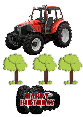 Traktor rot ,13cm Tortenaufleger,Geburtstag,Tortendeko, von K&R GbR