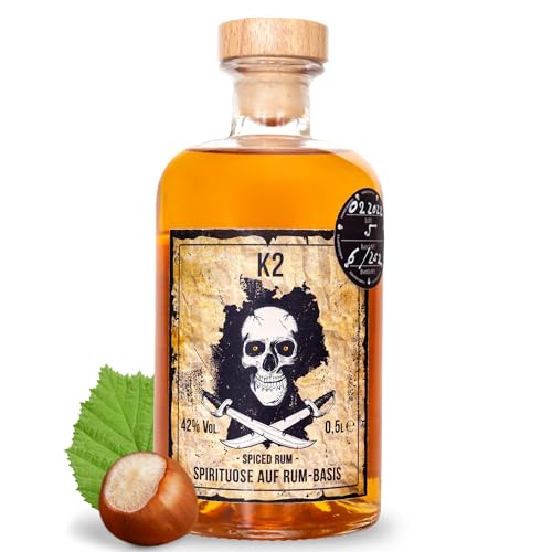 Exquisiter Haselnuss Spiced Rum - 0,5L, 42% Vol - Deutsche Handwerkskunst trifft auf karibisches Flair (Spiced Rum) von K2 SPIRITUOSEN