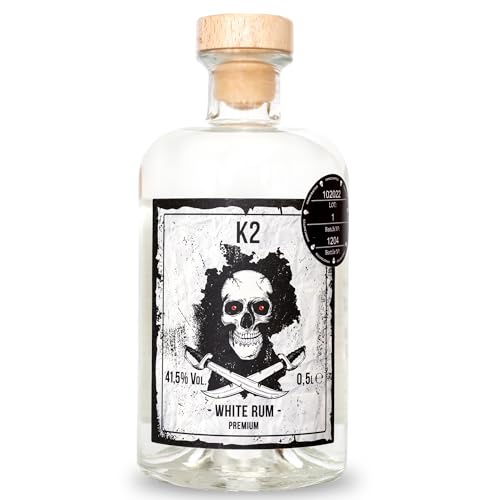 Exquisiter Rum - 0,5L, 41,5% Vol - Deutsche Handwerkskunst trifft auf karibischen Flair - Kristallklar & Vielseitig (White Rum) von K2 SPIRITUOSEN