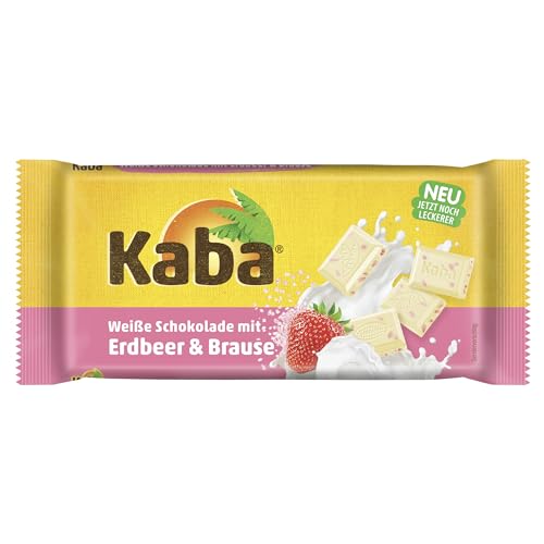 Kaba Weiße Schokolade mit Erdbeer & Brause, Schokoladentafel, 85 g Tafel, Weiße Schokolade mit fruchtiger Erdbeere & prickelnder Brause mit original Kaba-Geschmack von KABA