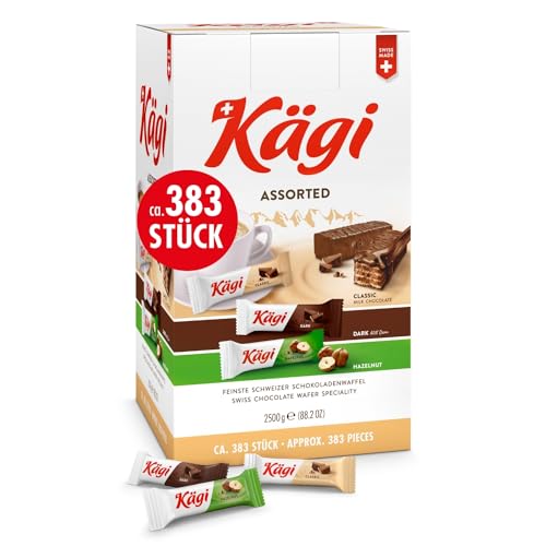 KÄGI mini Assorted Office Pack 2,5 kg I Feinste Schweizer Schokowaffel I Mit ca. 383 Waffeln umhüllt von hausgemachter Milch-Schokolade I Mini Schokoriegel in 3 Sorten I Süßigkeiten Box für Büro KÄGI mini Assorted Office Pack 2,5 kg I Feinste Schweizer Schokowaffel I Mit ca. 383 Waffeln umhüllt von hausgemachter Milch-Schokolade I Mini Schokoriegel in 3 Sorten I Süßigkeiten Box für Büro von KÄGI