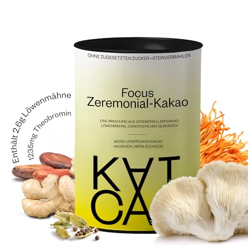 Kaicao Zeremonieller Kakao Focus mit Löwenmähne, Cordyceps, Ingwer und Kardamom - Reiner, zerkleinerter Kakao aus Ecuador - Kakaopulver ohne Zucker, vegan, glutenfrei, keto - 200 g Kaicao Zeremonieller Kakao Focus mit Löwenmähne, Cordyceps, Ingwer und Kardamom - Reiner, zerkleinerter Kakao aus Ecuador - Kakaopulver ohne Zucker, vegan, glutenfrei, keto - 200 g von KAICAO