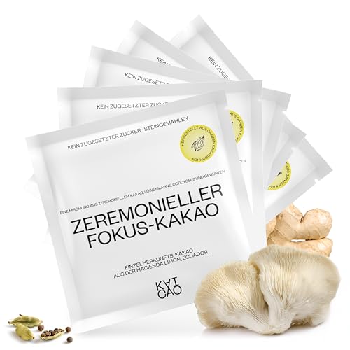 Kaicao Zeremonieller Kakao Focus mit Löwenmähne, Cordyceps, Ingwer und Kardamom – Reines gemahlenes Kakaopulver, Ursprung Ecuador – Ohne Zucker, Vegan, Glutenfrei, Keto-Diät – 5 x 20g Kaicao Zeremonieller Kakao Focus mit Löwenmähne, Cordyceps, Ingwer und Kardamom – Reines gemahlenes Kakaopulver, Ursprung Ecuador – Ohne Zucker, Vegan, Glutenfrei, Keto-Diät – 5 x 20g von KAICAO