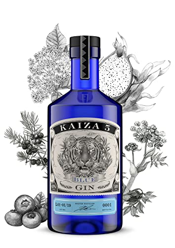 KAIZA 5 BLUE GIN – 0,5 l - 43% | Gin aus Südafrika/Kapstadt | Blumig, beerig, frisch | Holunder, Blaubeere und Drachenfrucht von KAIZA