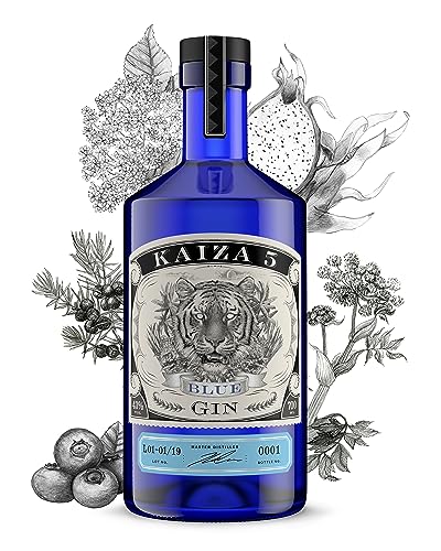 KAIZA 5 BLUE GIN – 0,7 l - 43% | Gin aus Südafrika/Kapstadt | Blumig, beerig, frisch | Holunder, Blaubeere und Drachenfrucht von KAIZA