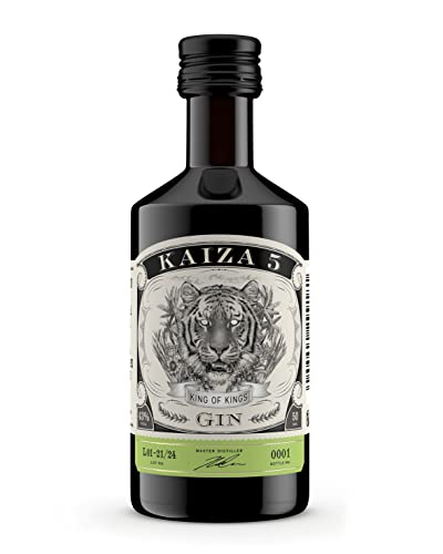 KAIZA 5 GIN - 0,05 l - 43% | Der ausgezeichnete Premium-Gin aus Südafrika/Kapstadt | glänzende Tigeraugen | Frisch, weich, exotisch mit schwarzer Johannisbeere und Grapefruit | Perfekt als Gin Tonic von KAIZA
